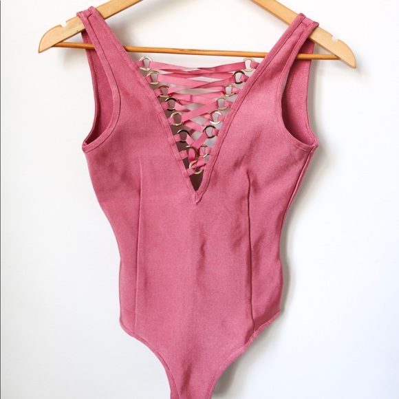 Pink Lace-Up Bodysuit from Missguided - Picture 2 of 5